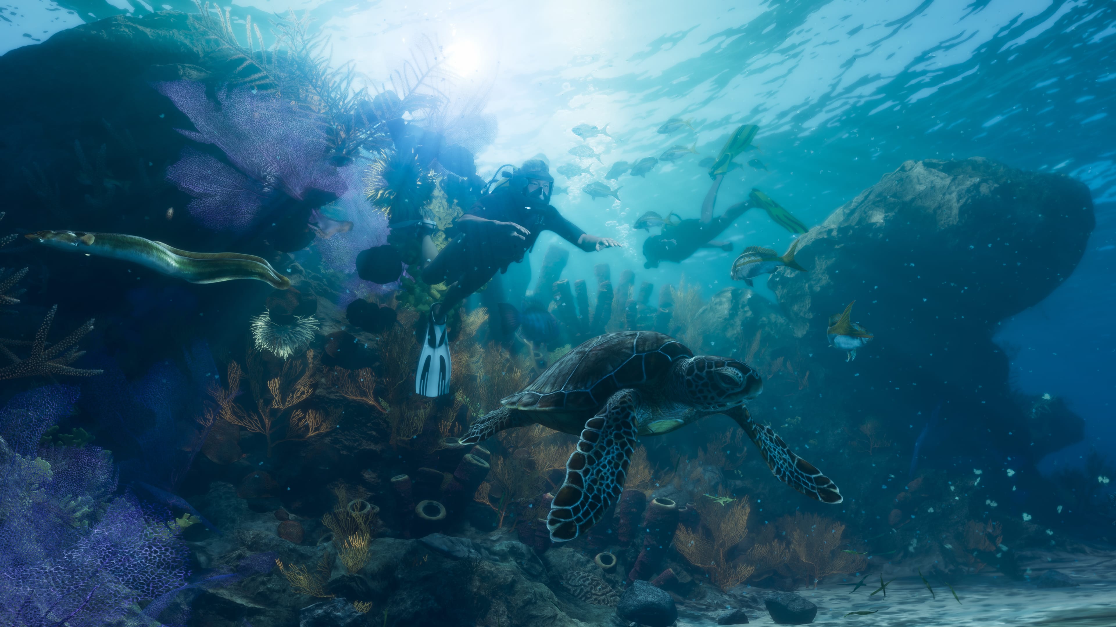 Lucia scuba diving among marine life in GTA 6